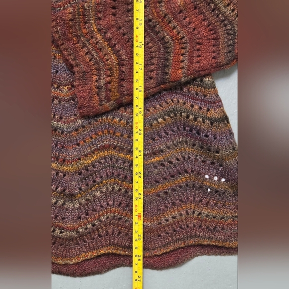 Royal Robbins Multi- Coloured Purple and Brown Crochet Knit Sz L Hooded Sweater - Picture 10 of 16